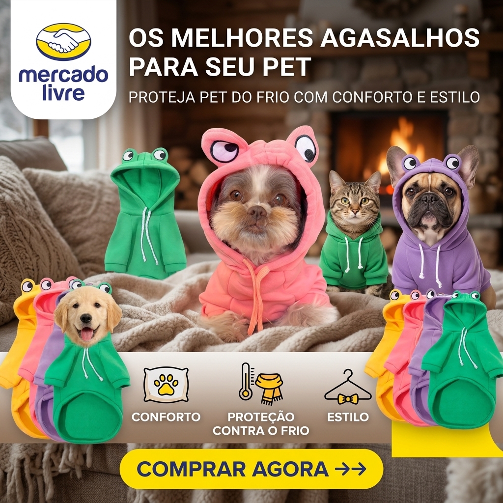 Roupa Pet Moletom Agasalho Cachorro Cães Gato Inverno Sapo